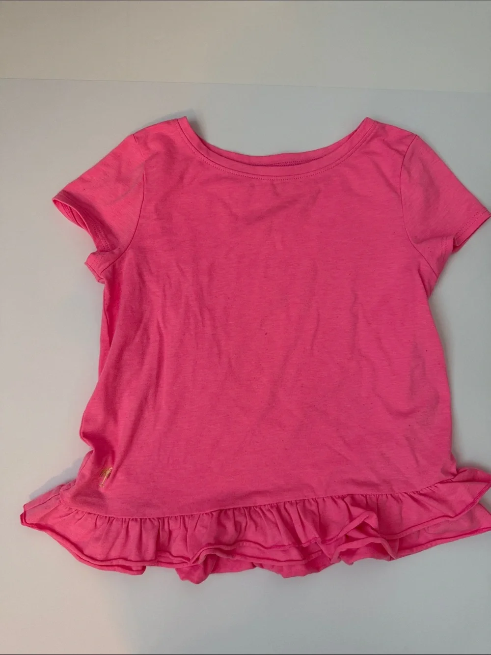 Lilly Pulitzer Bright Pink Ruffle-Hem Short Sleeve Tee